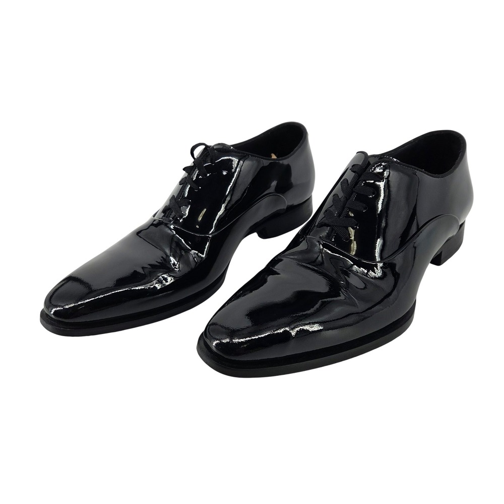 SUITSUPPLY Men Black Patent Leather Oxford Dress Shoes Made in Italy 40.5 US 7.5